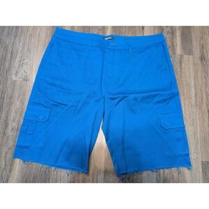 Pink Dolphin Cargo Shorts Raw Hem Casual‎ Blue Mens Size 36 "X" Design Stitching